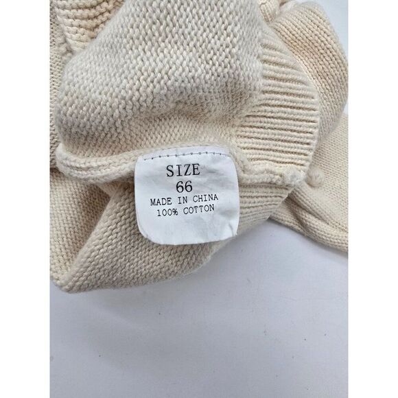 Baby Cardigan With Polka Dot Texture & Wooden Buttons Size 66 100% Cotton Cream - Picture 4 of 5